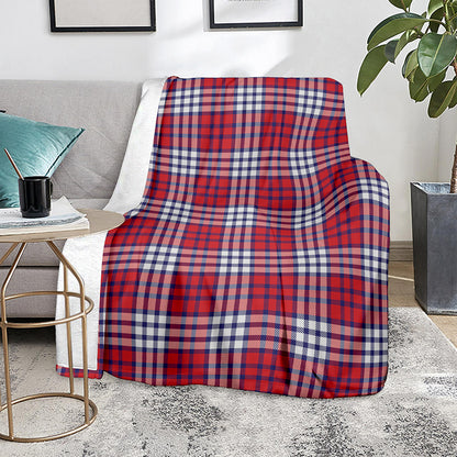 Blue Red And White USA Plaid Print Blanket