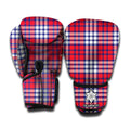 Blue Red And White USA Plaid Print Boxing Gloves