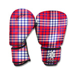 Blue Red And White USA Plaid Print Boxing Gloves
