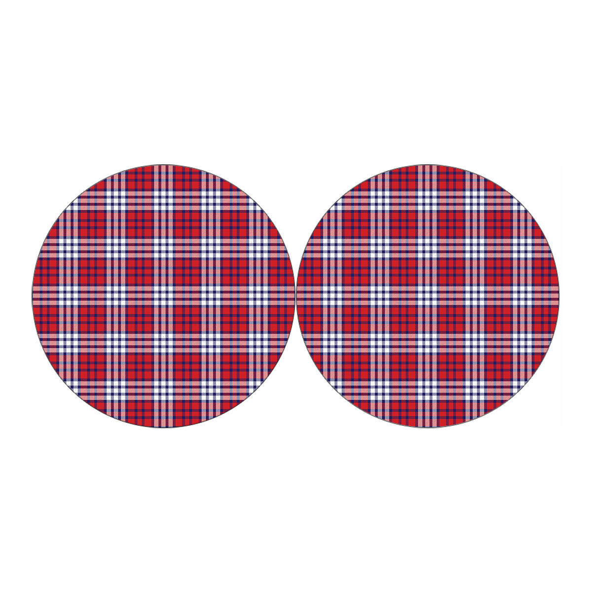 Blue Red And White USA Plaid Print Car Coasters