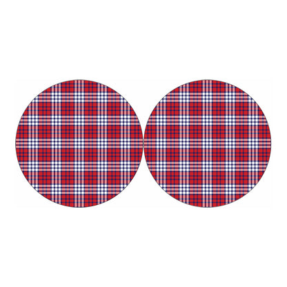 Blue Red And White USA Plaid Print Car Coasters