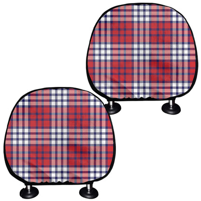 Blue Red And White USA Plaid Print Car Headrest Covers