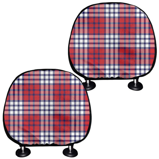 Blue Red And White USA Plaid Print Car Headrest Covers