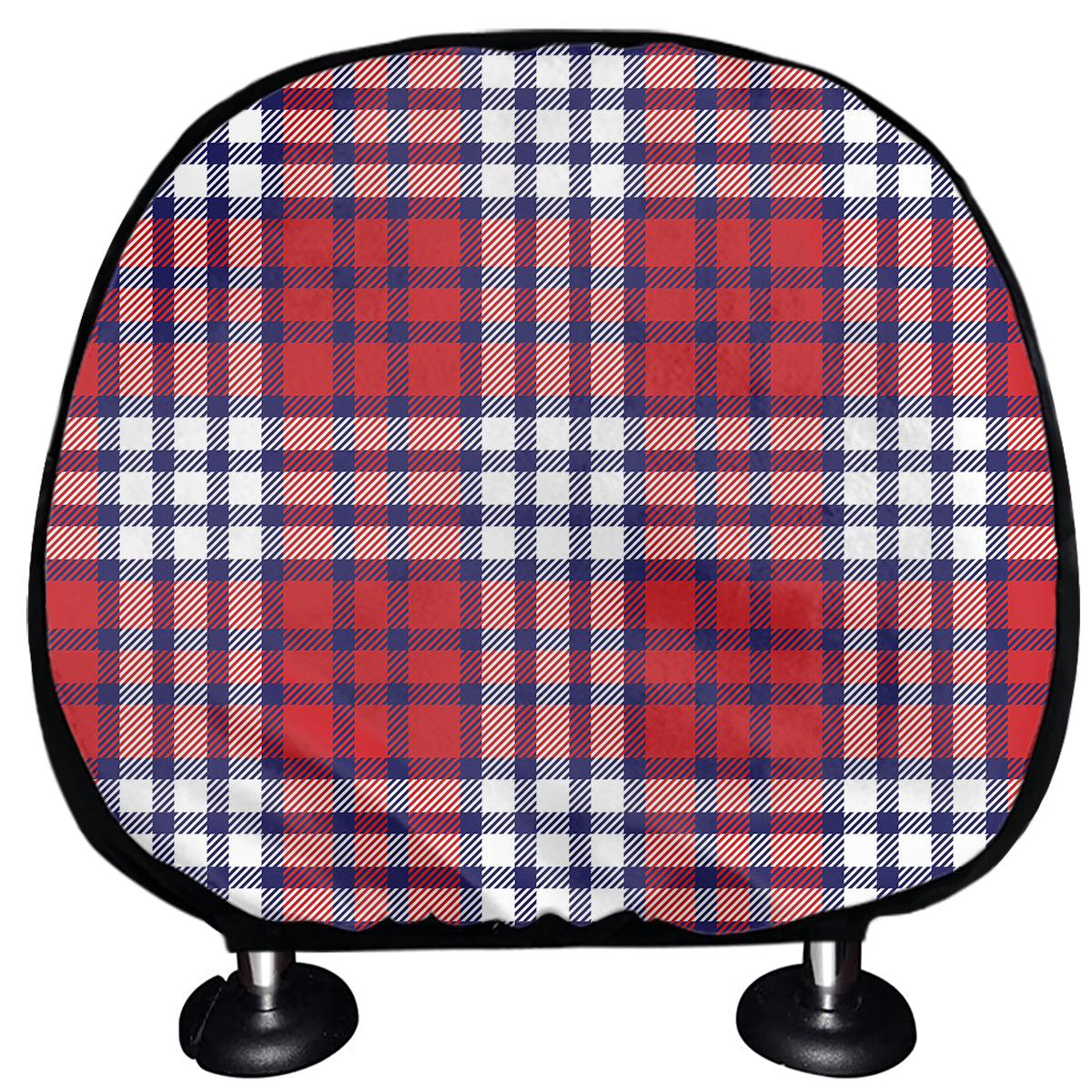 Blue Red And White USA Plaid Print Car Headrest Covers