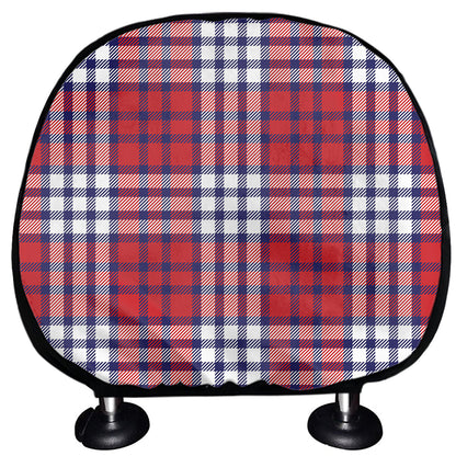 Blue Red And White USA Plaid Print Car Headrest Covers