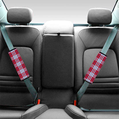 Blue Red And White USA Plaid Print Car Seat Belt Covers