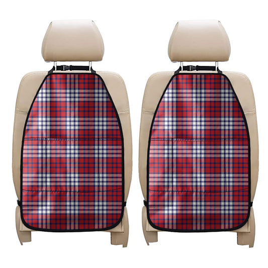 Blue Red And White USA Plaid Print Car Seat Organizers