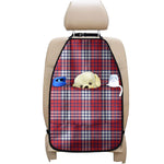 Blue Red And White USA Plaid Print Car Seat Organizers