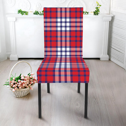 Blue Red And White USA Plaid Print Dining Chair Slipcover