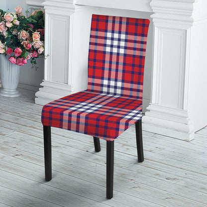 Blue Red And White USA Plaid Print Dining Chair Slipcover