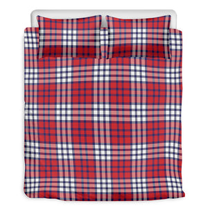 Blue Red And White USA Plaid Print Duvet Cover Bedding Set