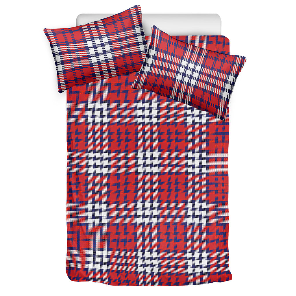 Blue Red And White USA Plaid Print Duvet Cover Bedding Set