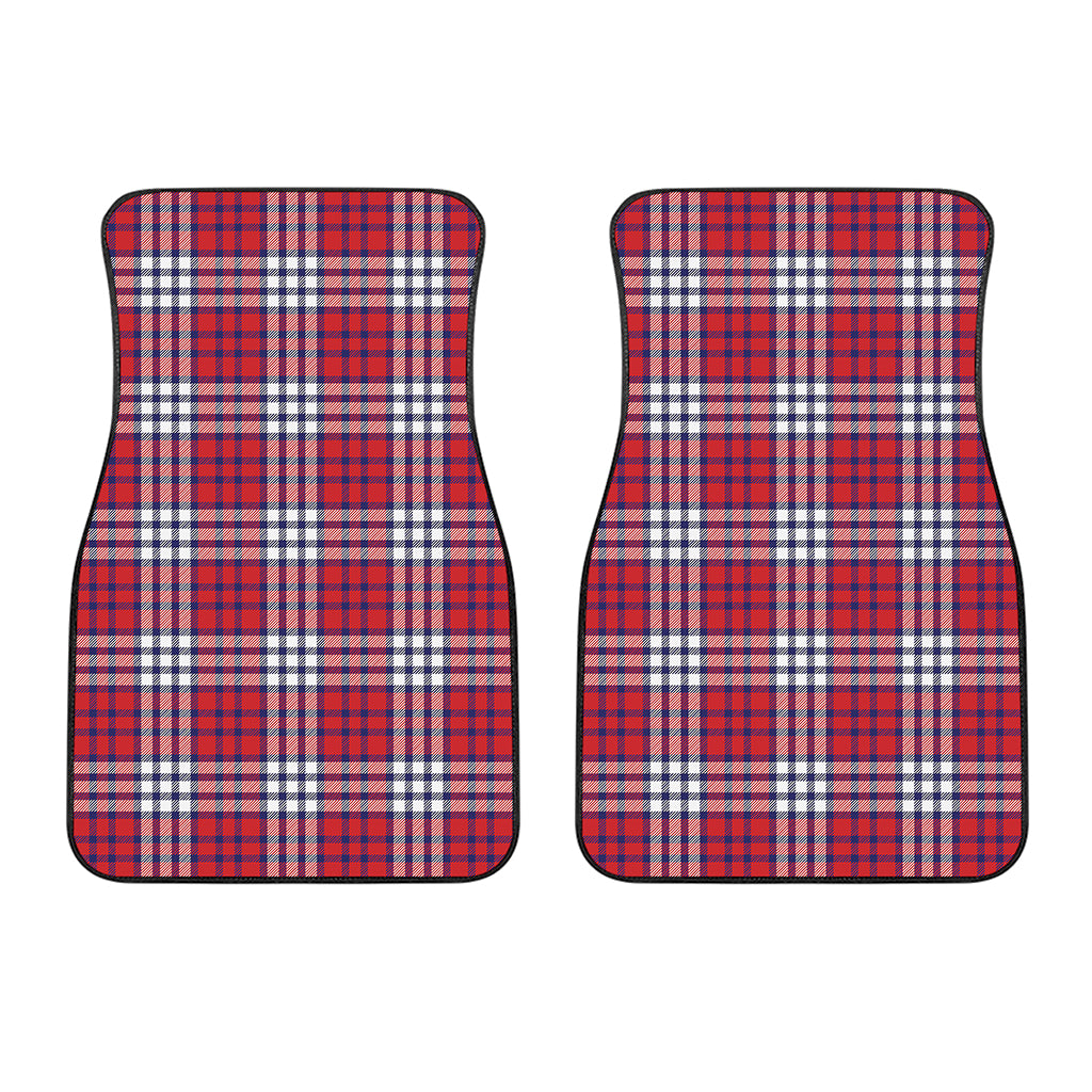 Blue Red And White USA Plaid Print Front Car Floor Mats