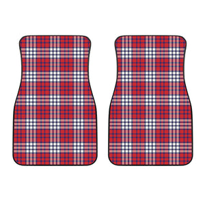 Blue Red And White USA Plaid Print Front Car Floor Mats