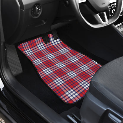 Blue Red And White USA Plaid Print Front Car Floor Mats