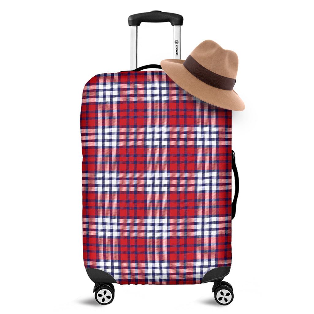 Blue Red And White USA Plaid Print Luggage Cover