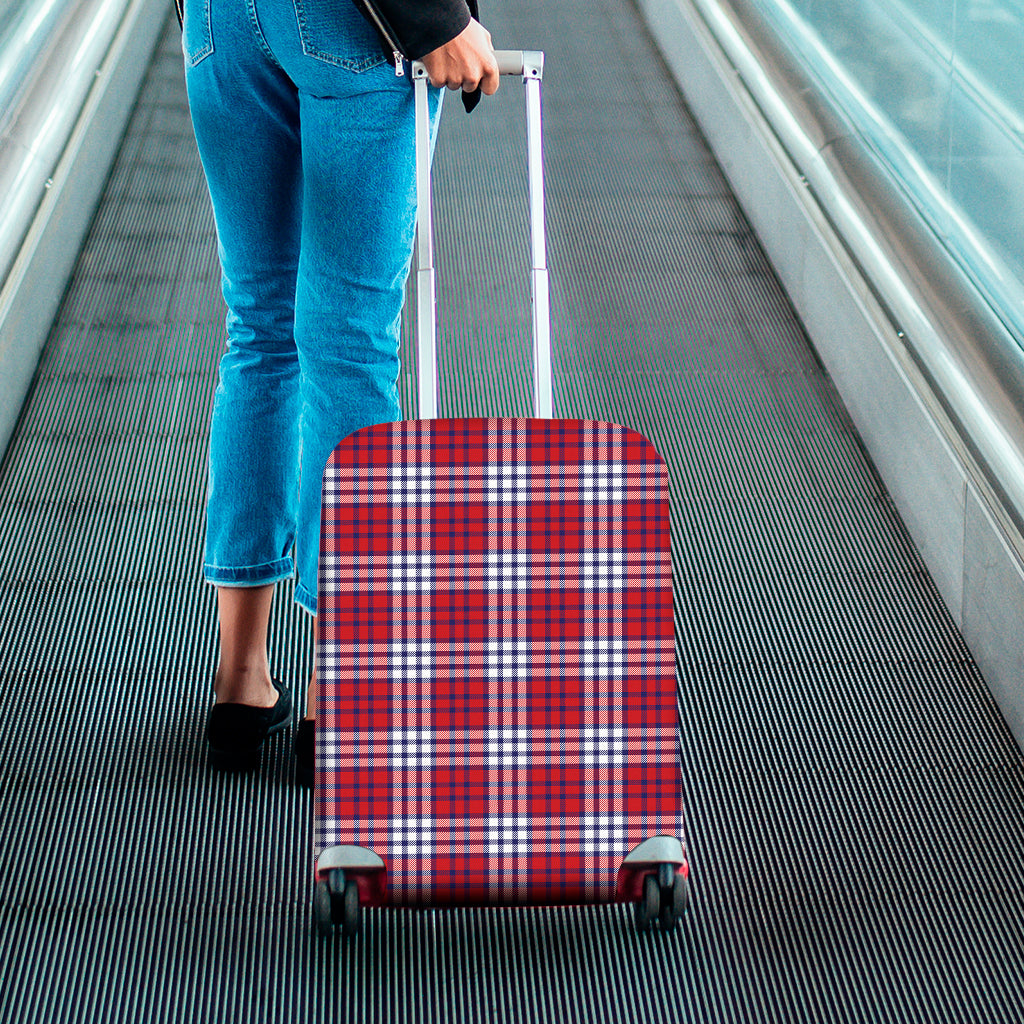 Blue Red And White USA Plaid Print Luggage Cover