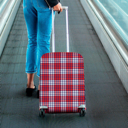 Blue Red And White USA Plaid Print Luggage Cover