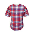 Blue Red And White USA Plaid Print Men's Baseball Jersey