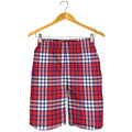 Blue Red And White USA Plaid Print Men's Shorts