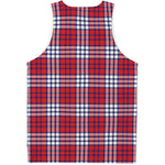 Blue Red And White USA Plaid Print Men's Tank Top