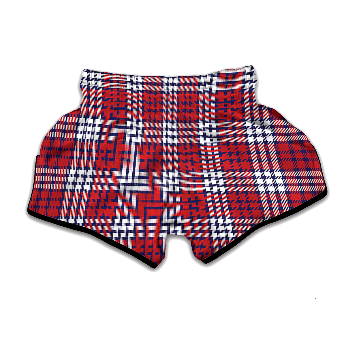 Blue Red And White USA Plaid Print Muay Thai Boxing Shorts