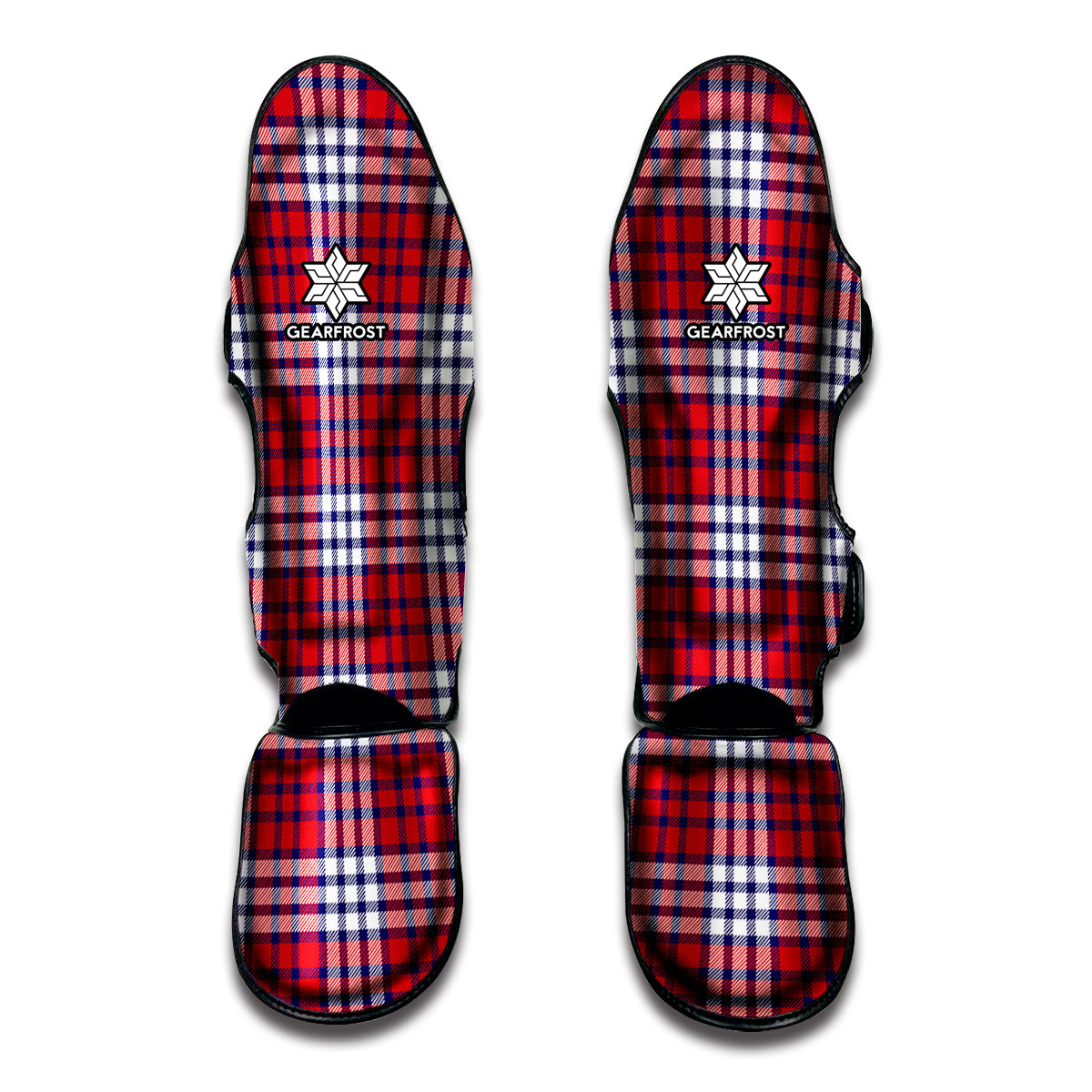 Blue Red And White USA Plaid Print Muay Thai Shin Guard