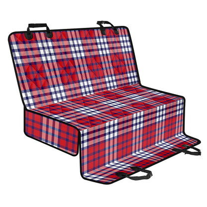 Blue Red And White USA Plaid Print Pet Car Back Seat Cover