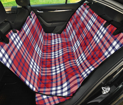 Blue Red And White USA Plaid Print Pet Car Back Seat Cover