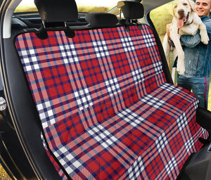 Blue Red And White USA Plaid Print Pet Car Back Seat Cover