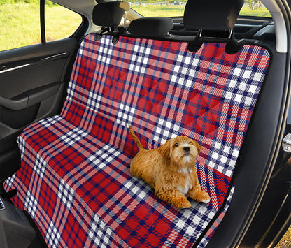 Blue Red And White USA Plaid Print Pet Car Back Seat Cover