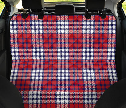 Blue Red And White USA Plaid Print Pet Car Back Seat Cover