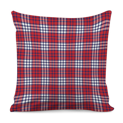 Blue Red And White USA Plaid Print Pillow Cover
