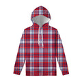 Blue Red And White USA Plaid Print Pullover Hoodie