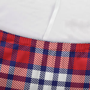 Blue Red And White USA Plaid Print Sofa Cover