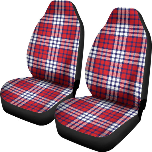 Blue Red And White USA Plaid Print Universal Fit Car Seat Covers
