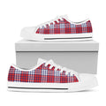 Blue Red And White USA Plaid Print White Low Top Sneakers