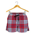 Blue Red And White USA Plaid Print Women's Shorts