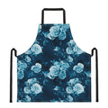 Blue Rose Floral Flower Pattern Print Apron