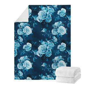 Blue Rose Floral Flower Pattern Print Blanket