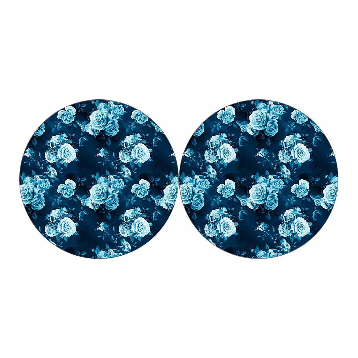 Blue Rose Floral Flower Pattern Print Car Coasters