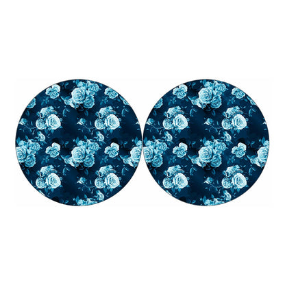 Blue Rose Floral Flower Pattern Print Car Coasters