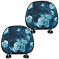 Blue Rose Floral Flower Pattern Print Car Headrest Covers