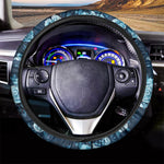 Blue Rose Floral Flower Pattern Print Car Steering Wheel Cover
