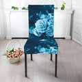 Blue Rose Floral Flower Pattern Print Dining Chair Slipcover