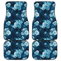 Blue Rose Floral Flower Pattern Print Front and Back Car Floor Mats