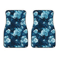 Blue Rose Floral Flower Pattern Print Front Car Floor Mats