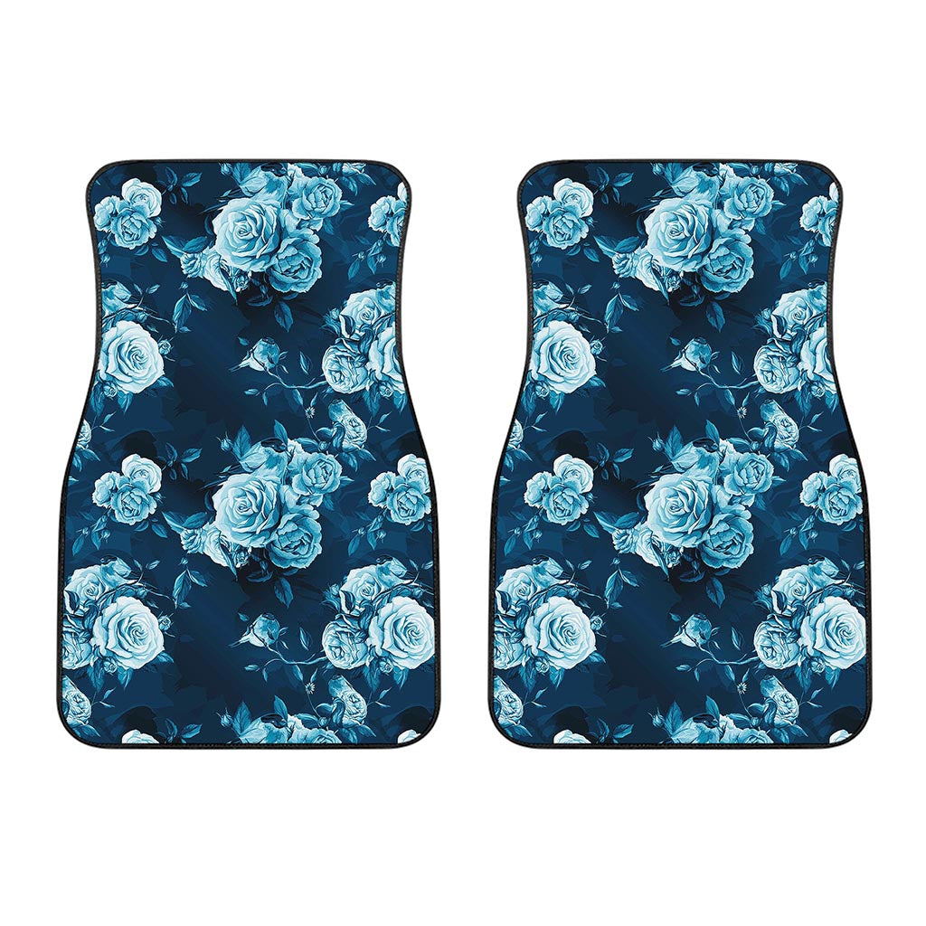 Blue Rose Floral Flower Pattern Print Front Car Floor Mats