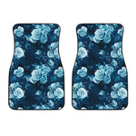 Blue Rose Floral Flower Pattern Print Front Car Floor Mats