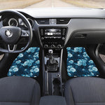 Blue Rose Floral Flower Pattern Print Front Car Floor Mats